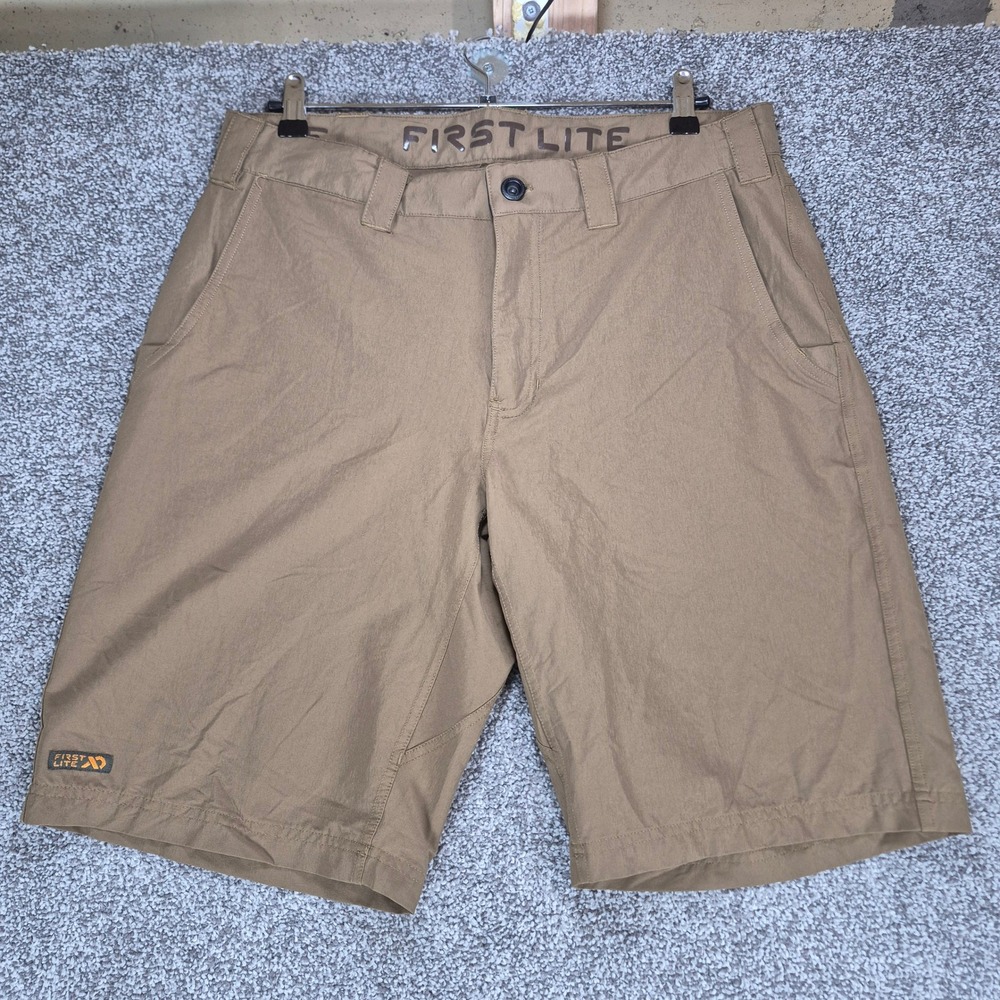 First Lite Guide Lite Shorts Mens 34 Brown Hiking Outdoor Stretch Quick Dry